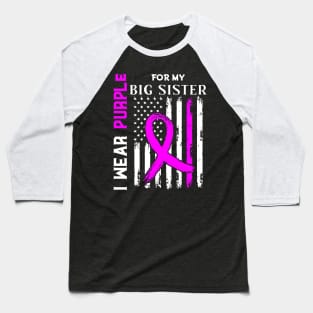 I Wear Purple For My Big Sister Lupus Awareness USA Flag Baseball T-Shirt